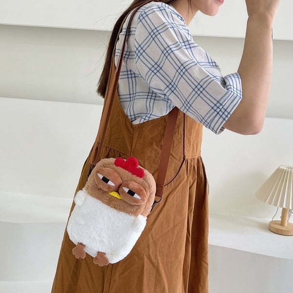 Plush Chicken-Themed Crossbody Bag