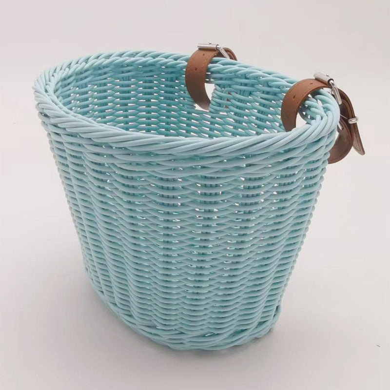 Decorative Woven Storage Basket with Leather Handles Kalsten