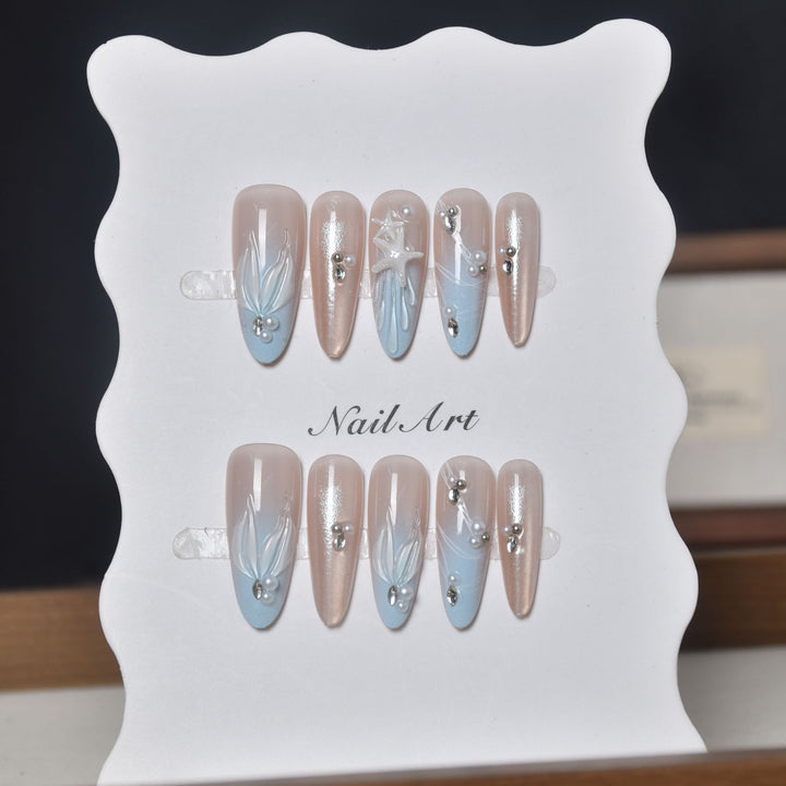 Decorative Long Stiletto Crystal-Embellished Press-On Nail Set Kalsten