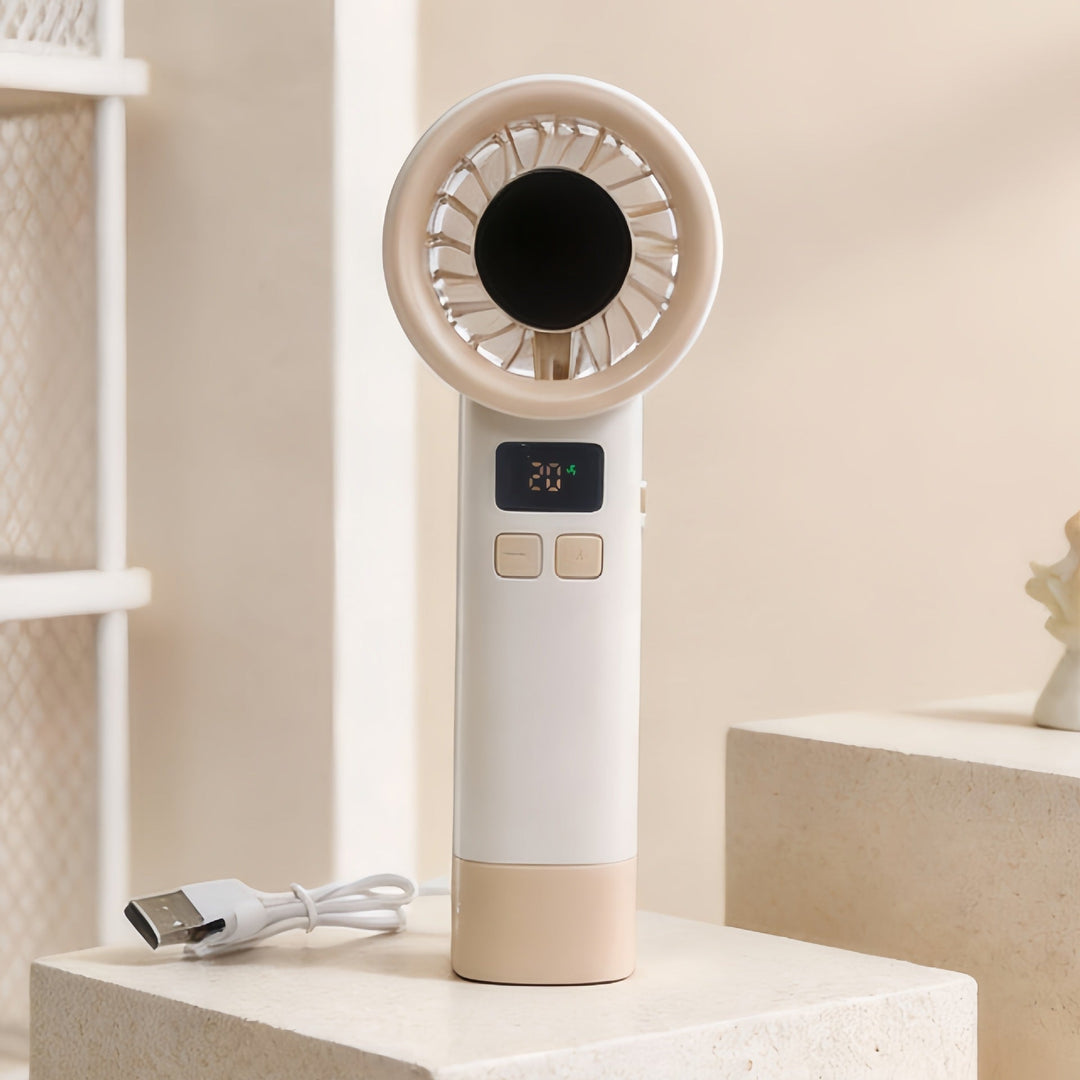 Women Portable Handheld Fan with Digital Temperature Display Kalsten