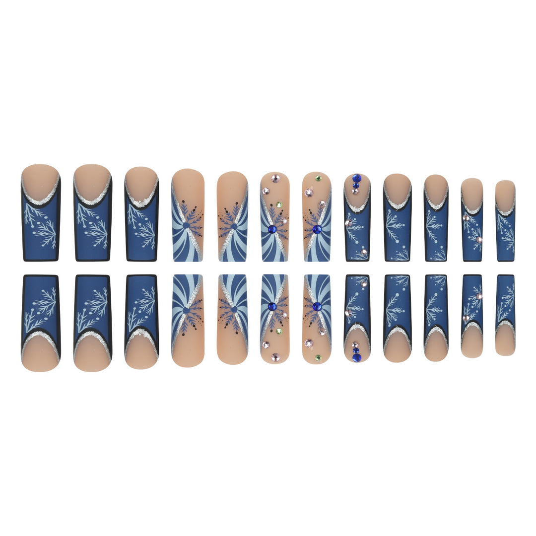 Elegant Stiletto Press-On Nails with Snowflake and Gem Accents Kalsten