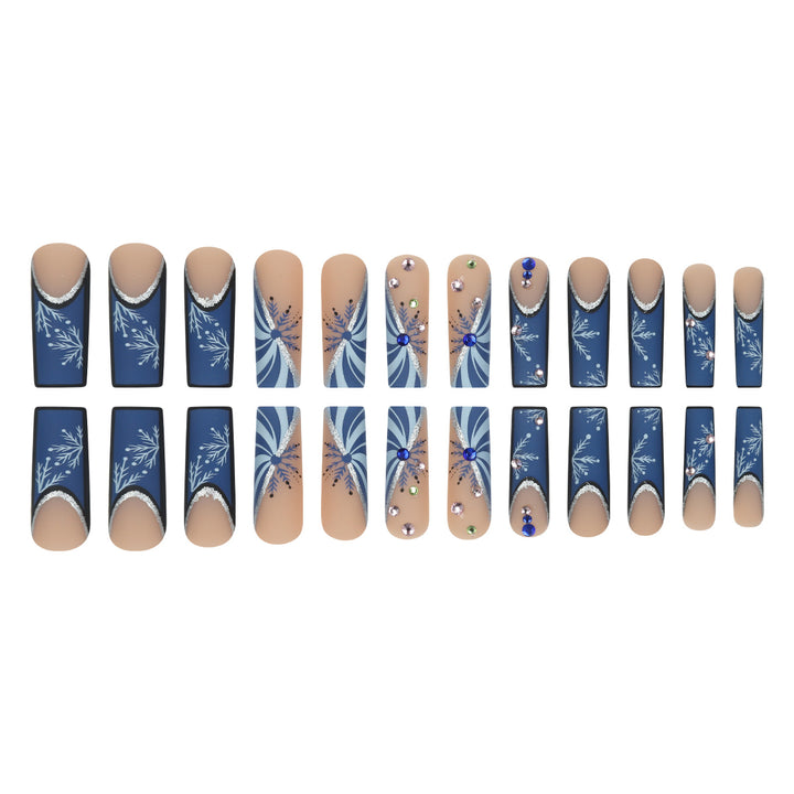 Elegant Stiletto Press-On Nails with Snowflake and Gem Accents Kalsten