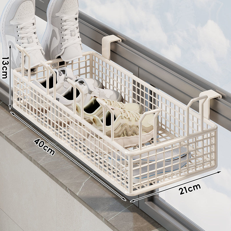 Over-Window Hanging Shoe Drying and Storage Basket Organizer