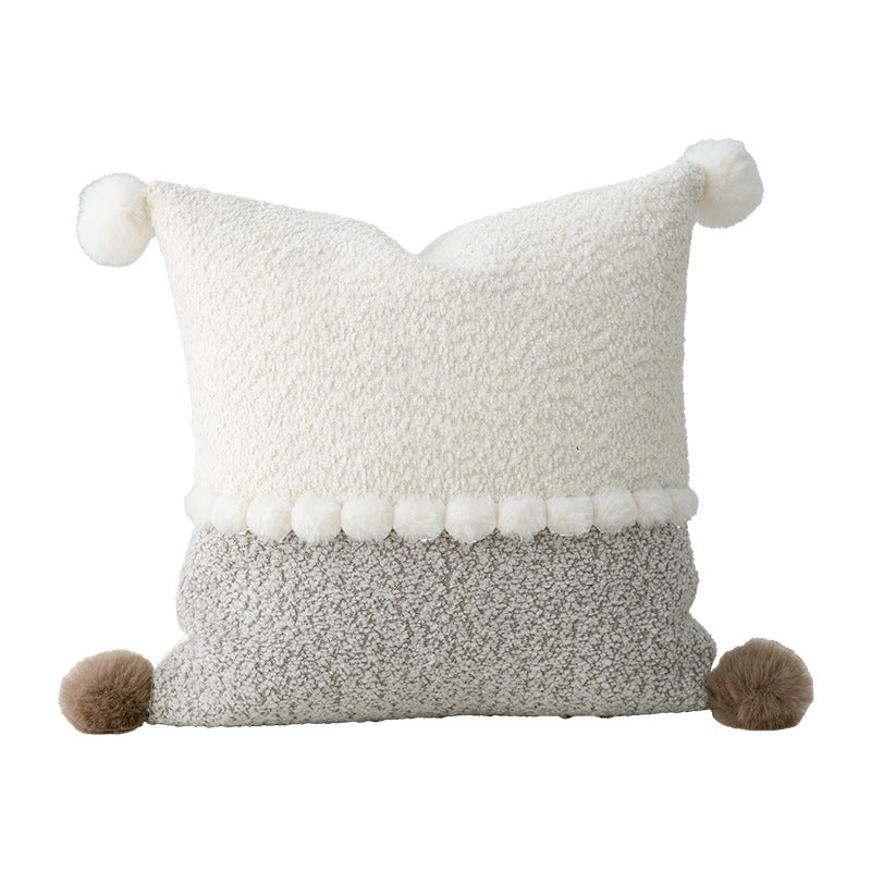 Decorative bouclé pillow with teddy fleece structure and decorative stitching Kalsten