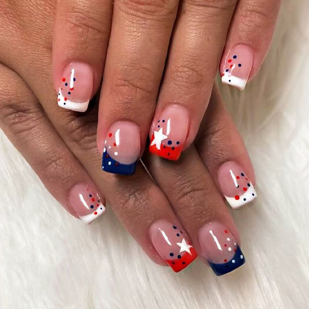 Decorative Press-On Nail Art Set with Star and Stripe Designs Kalsten