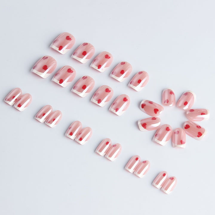 Heart-Embellished Gel Nail Art Set Kalsten