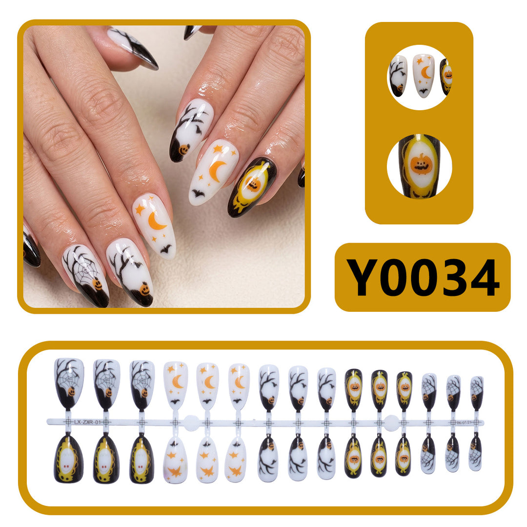 Halloween-Themed Stiletto Press-On Nail Art