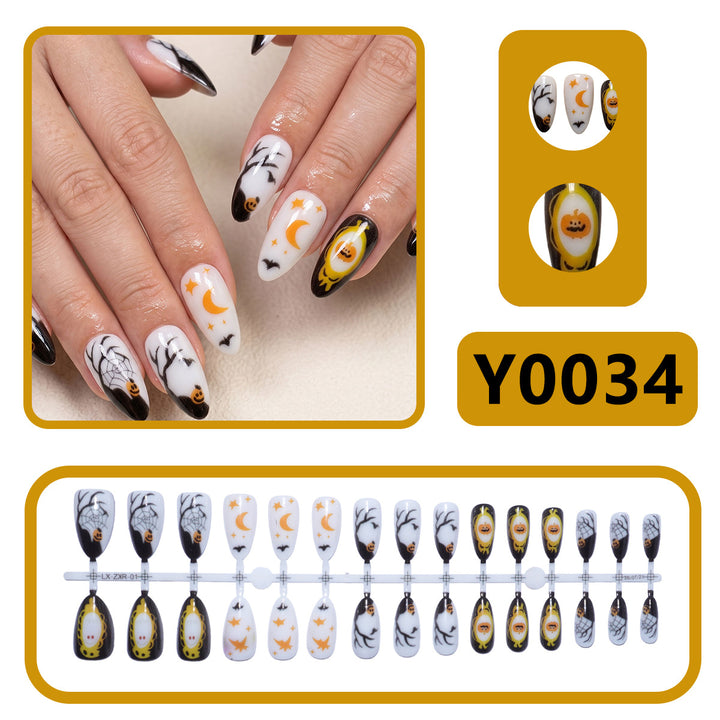 Halloween-Themed Stiletto Press-On Nail Art