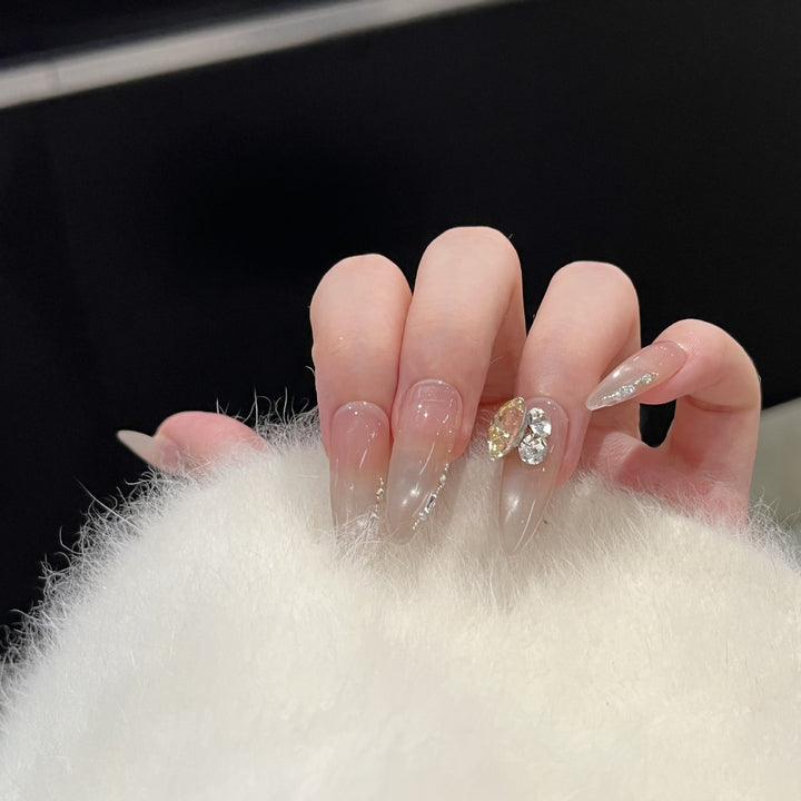 Elegant Stiletto Nail Art Set with Crystal Embellishments Kalsten