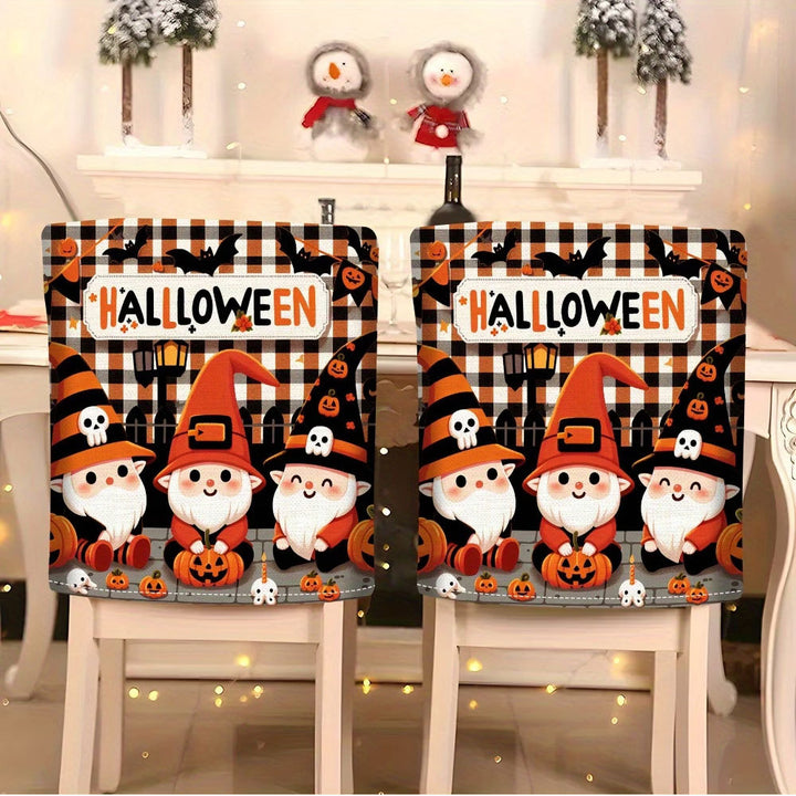 Elastic chair back covers with Halloween cat design