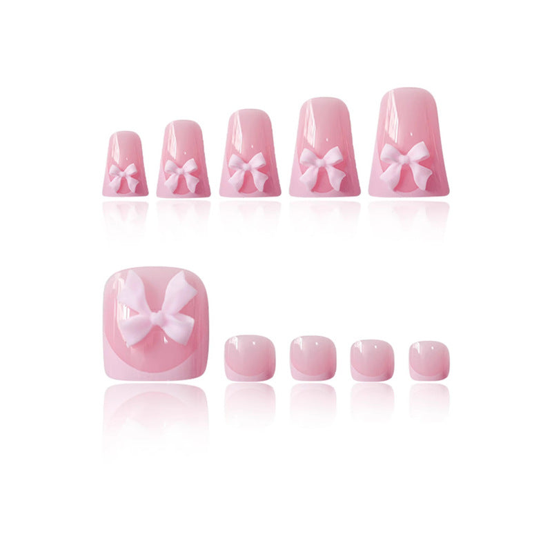 Decorative Press-On Nail Art with Bow Accents Kalsten