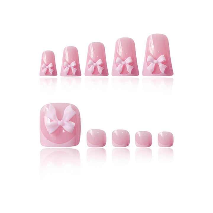 Decorative Press-On Nail Art with Bow Accents Kalsten