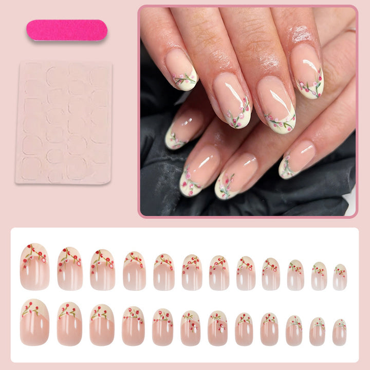 Artificial nail set with delicate rose accents Kalsten