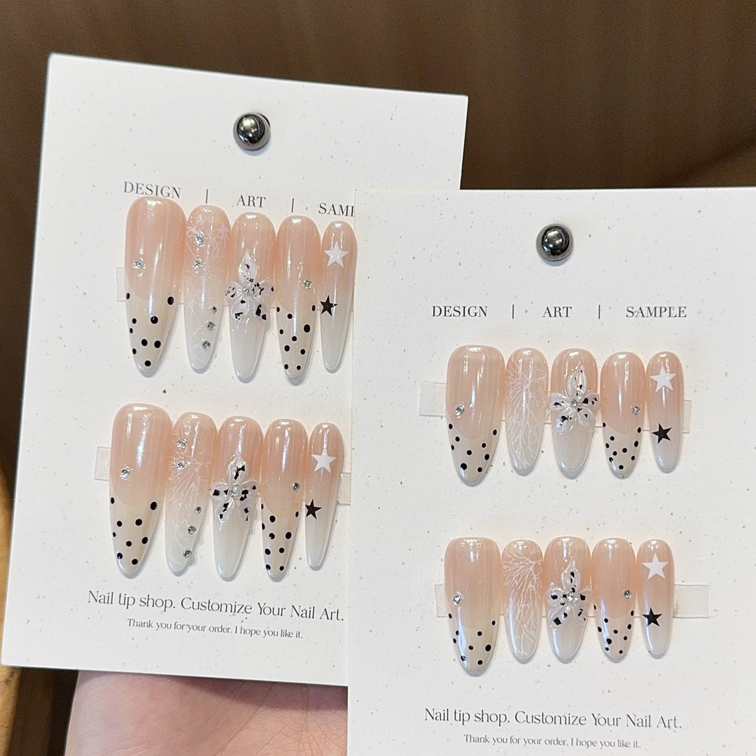 Acrylic Nails Set with Creative Designs and Shimmering Accents Kalsten