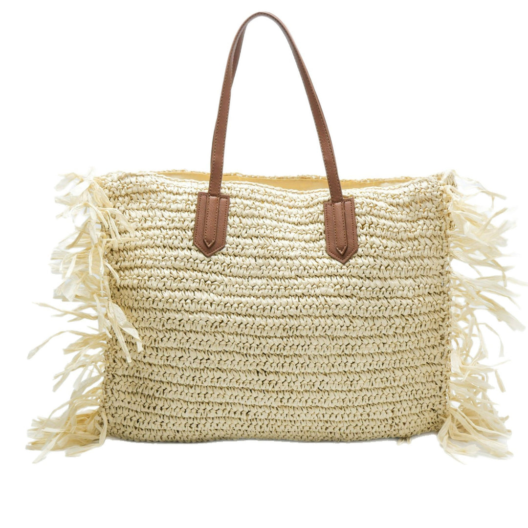 Stylish straw bag with fringed details Kalsten