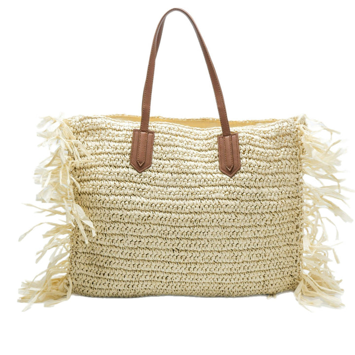 Stylish straw bag with fringed details Kalsten