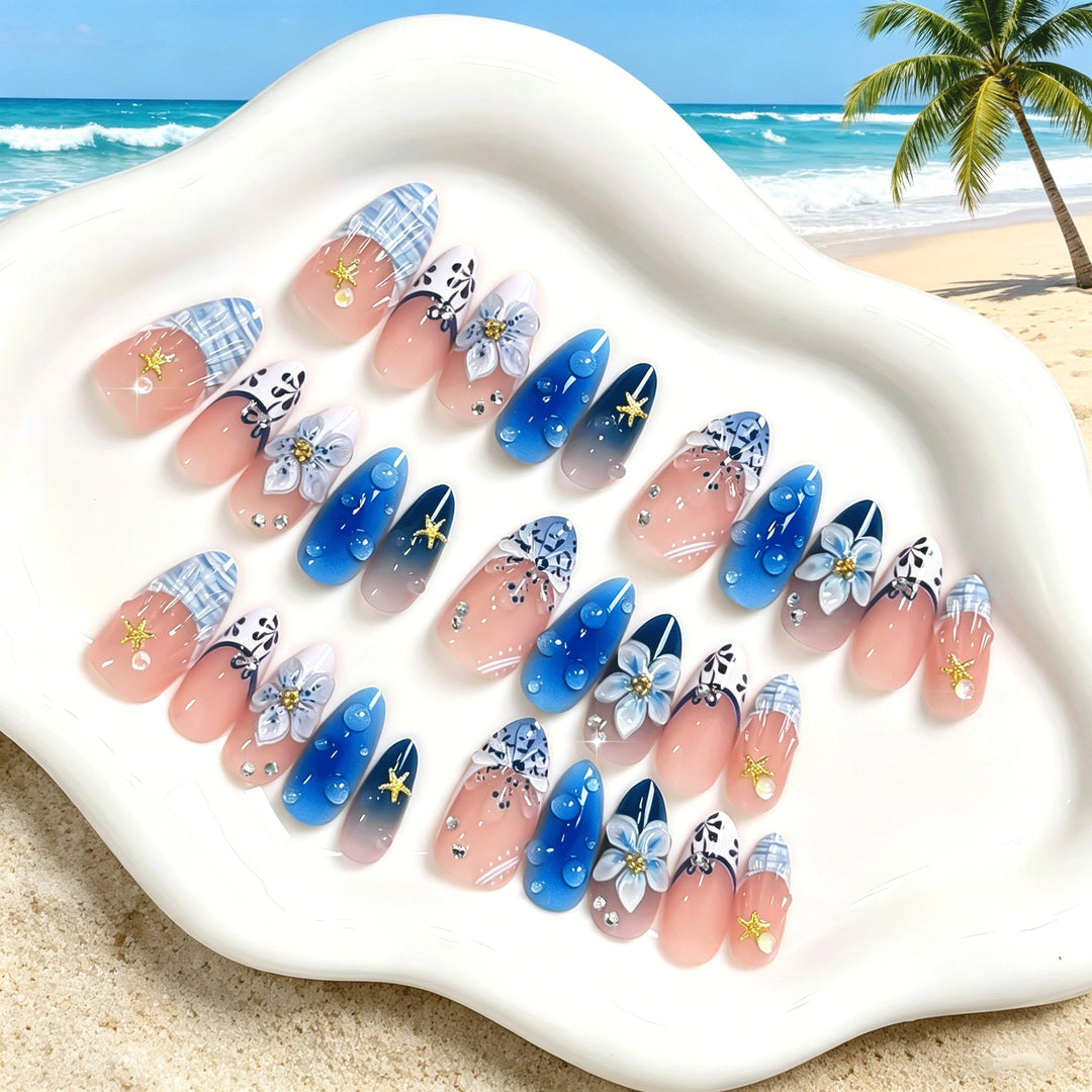 Artistic Floral Press-On Nail Set Kalsten