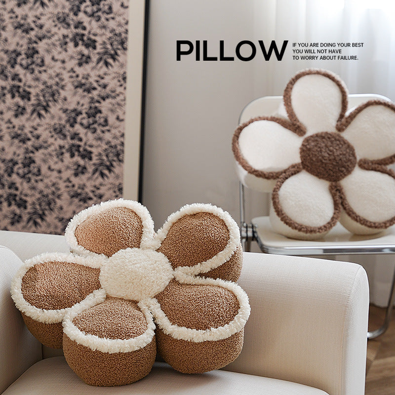 Flower-shaped bouclé rug floral cozy carpet