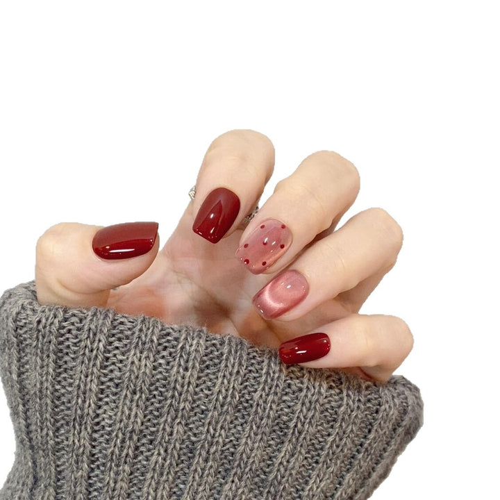 Artificial nail tips with creative dots and high gloss finish Kalsten