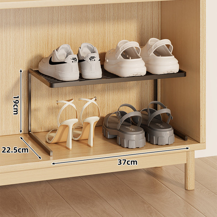 Compact Double-Layer Adjustable Shoe Shelf Riser for Cabinet and Closet