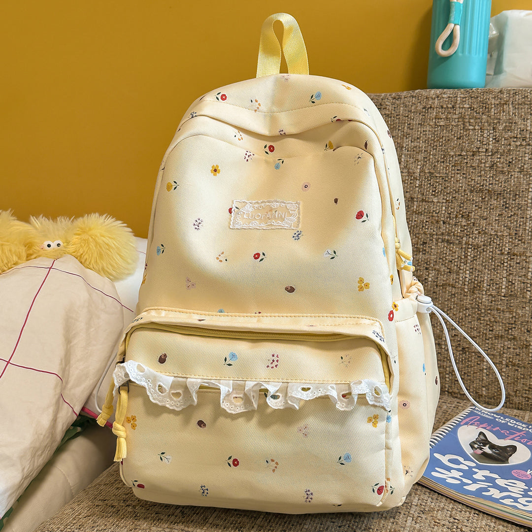 Decorative Floral-Embellished Backpack Kalsten