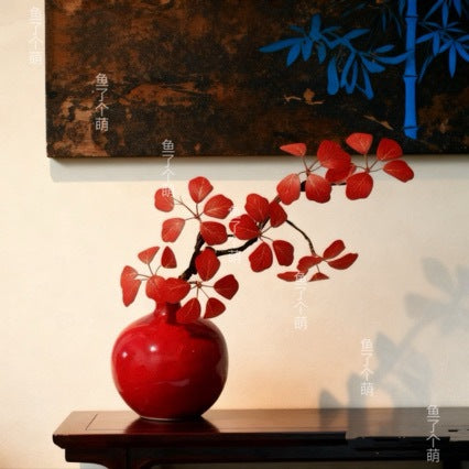 Artistic Ceramic Vase with Lifelike Floral Arrangement