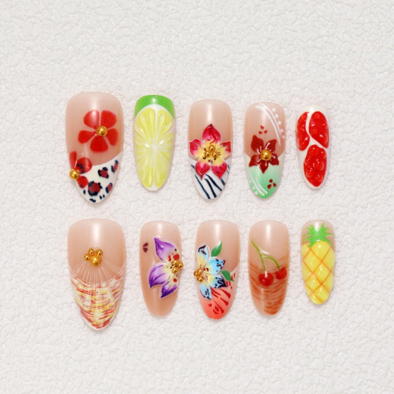 Flower Motif Artificial Nails Kalsten