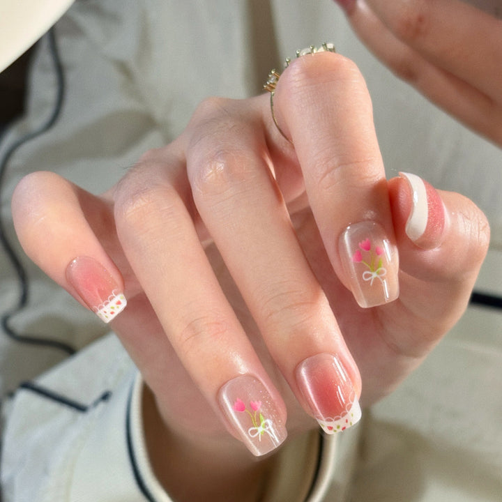 Decorative Gemstone and Floral Press-On Nails Kalsten