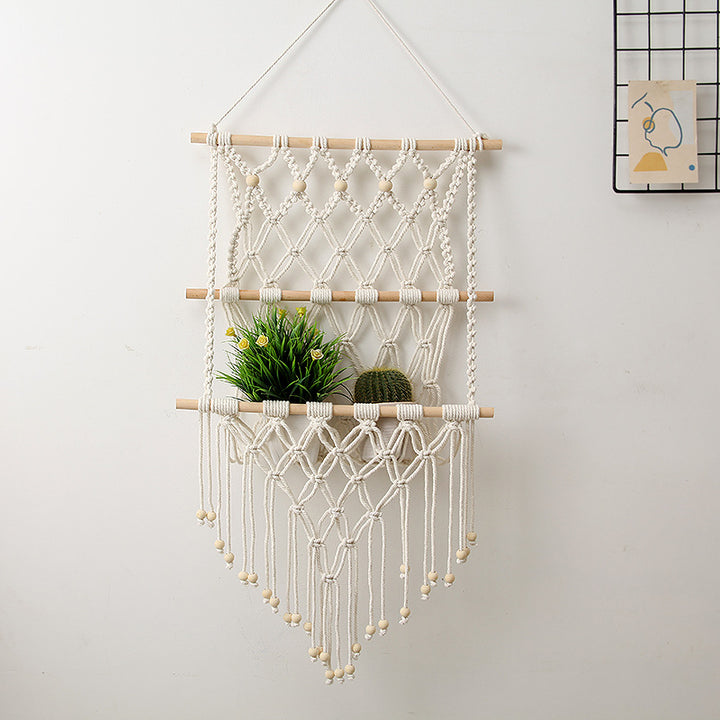 Macrame Wall Hanging with Natural Wood Accents Kalsten