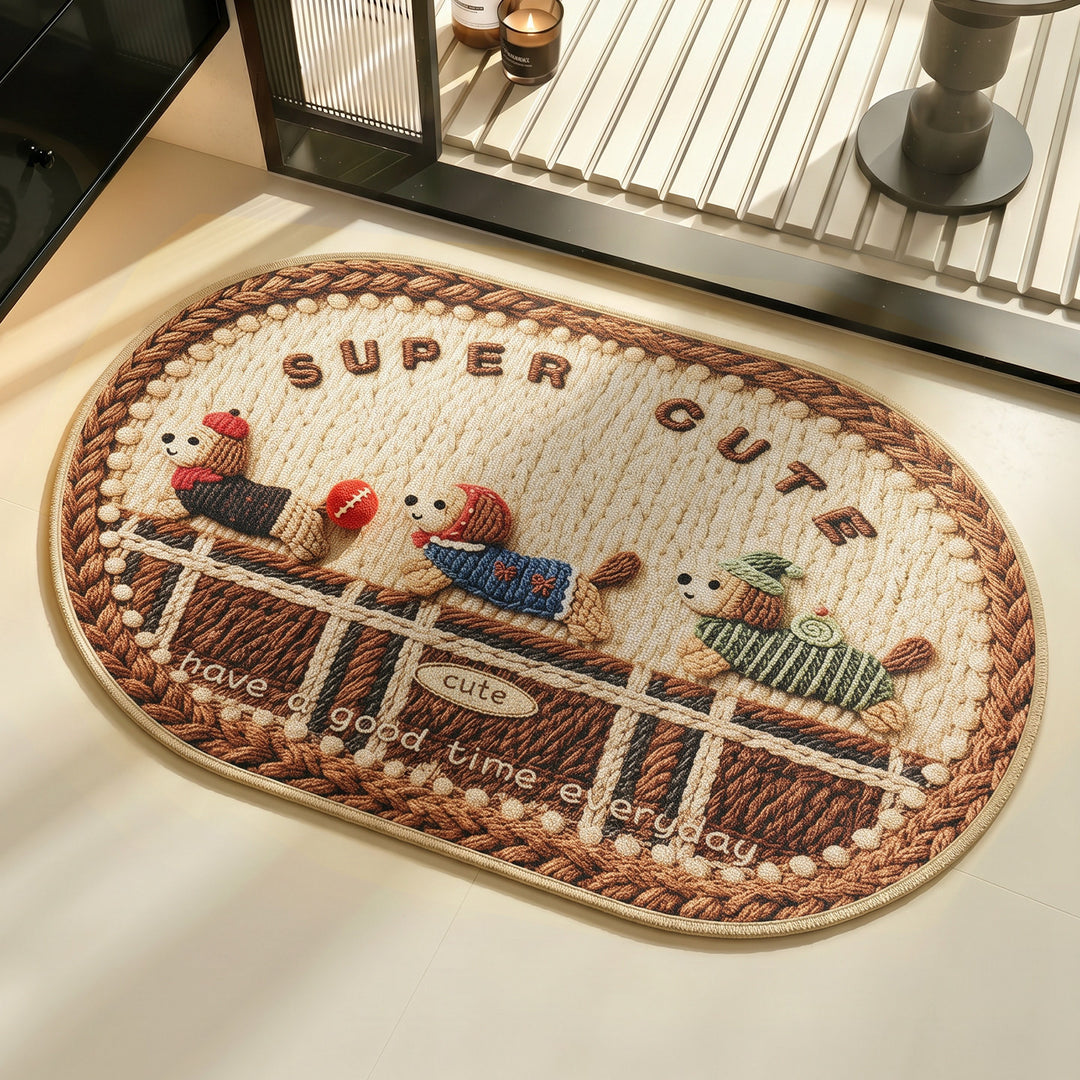 Cute Cartoon Dog-Themed Bath Mat
