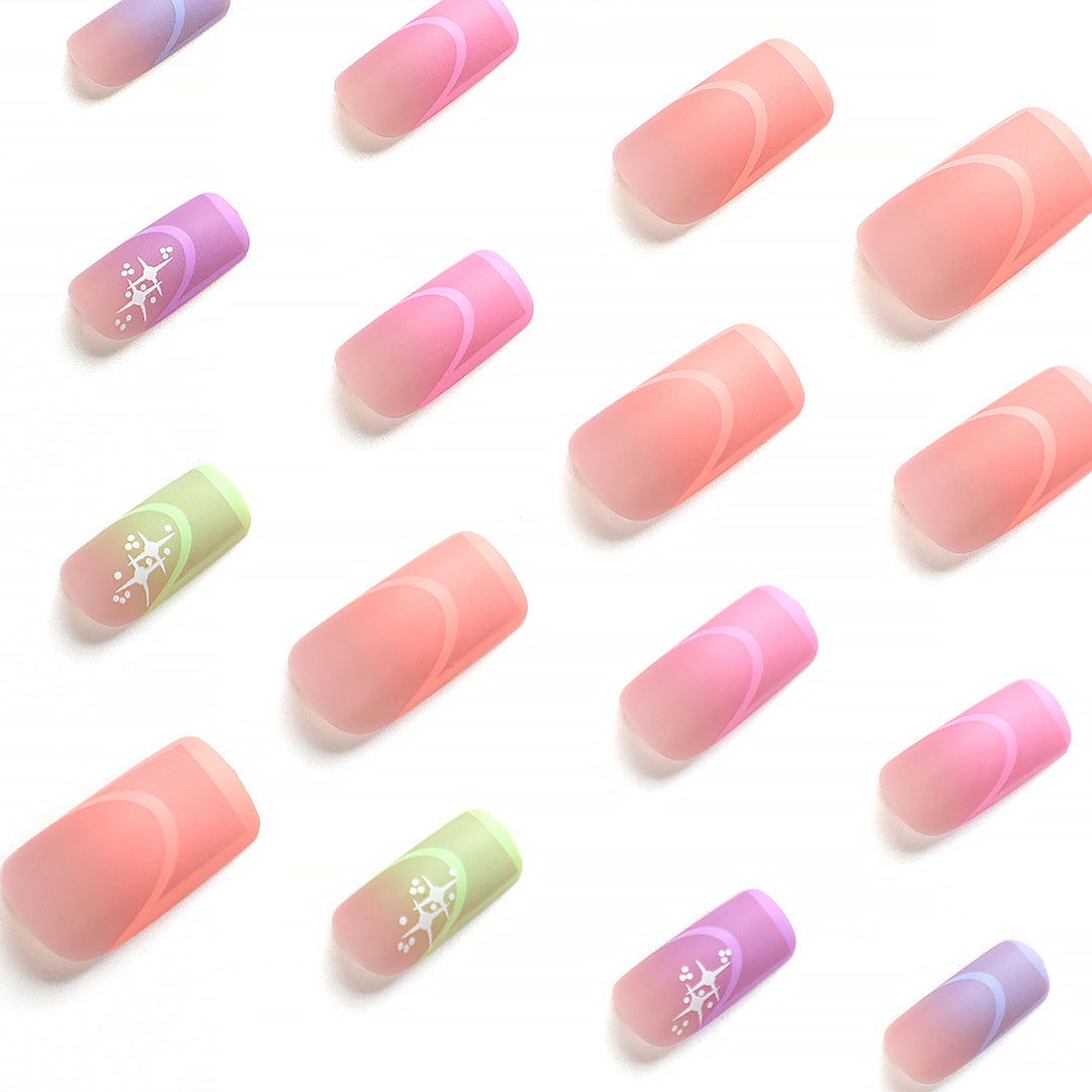 Artful nail extensions in modern design with geometric decorations Kalsten