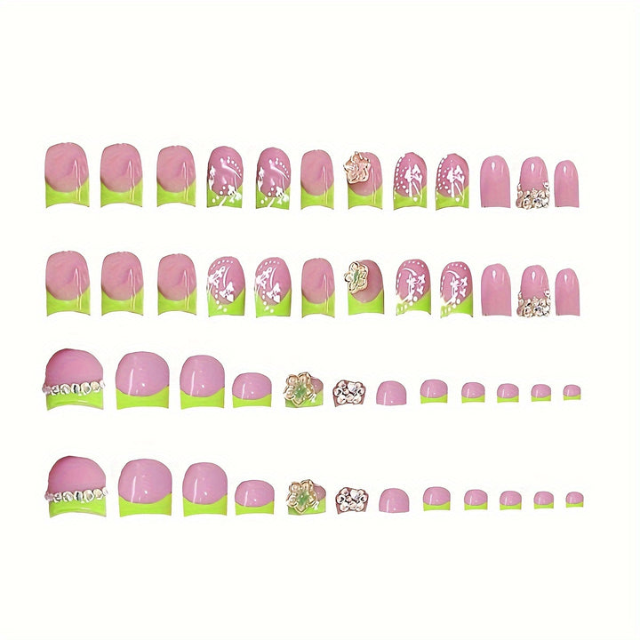 Decorative Nail Art Set with Floral and Rhinestone Accents Kalsten