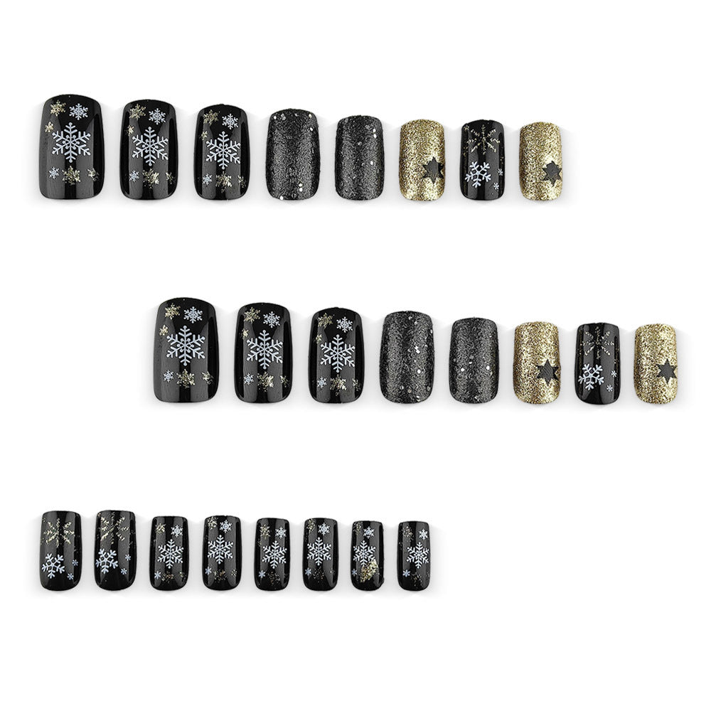 Creative artificial nails with sparkling glitter and festive winter design Kalsten