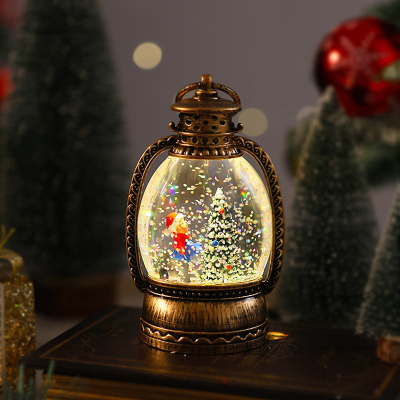 Nostalgic Christmas lantern with snowman scene Kalsten