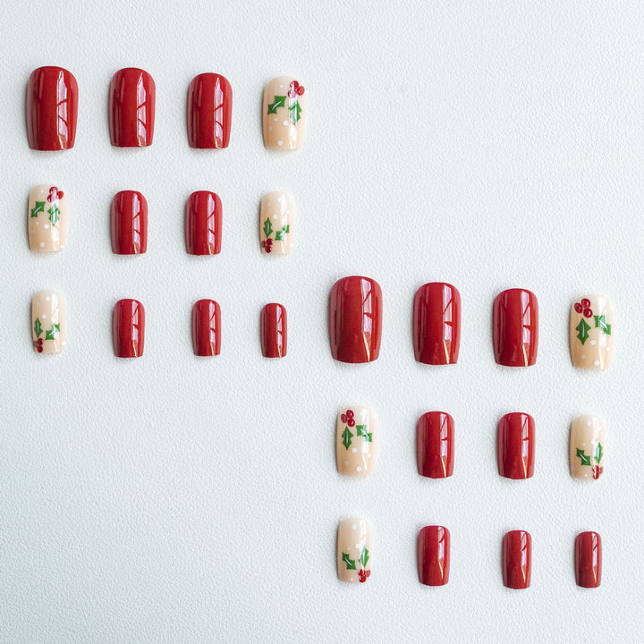 Holiday-Themed Floral Nail Art Set