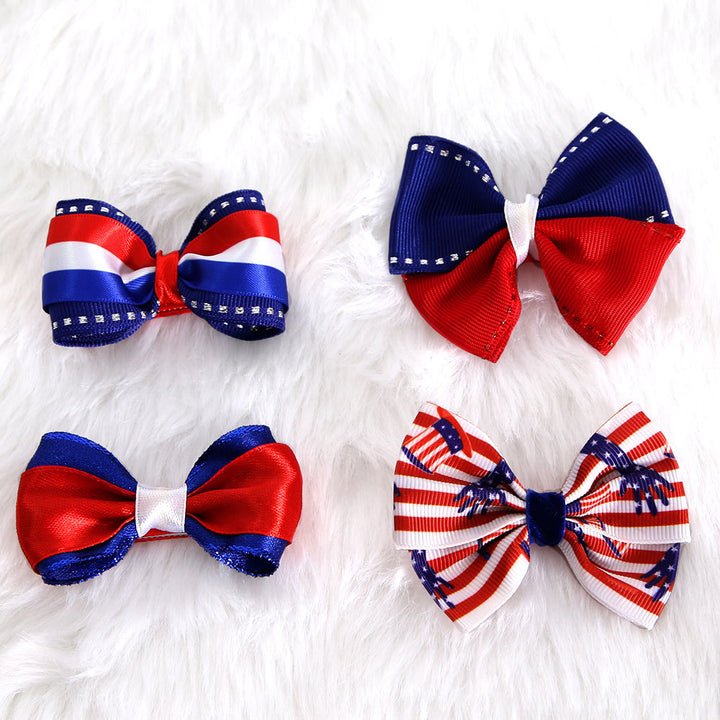 Women's Independence Day mini grosgrain ribbon hair bow with alligator clip Kalsten