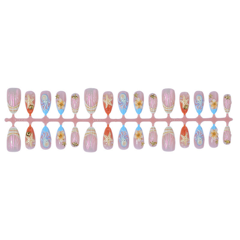 Creative nail art set with maritime designs and elegant embellishments Kalsten