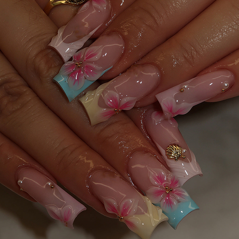 3D Floral Design Press-On Nail Art Kalsten