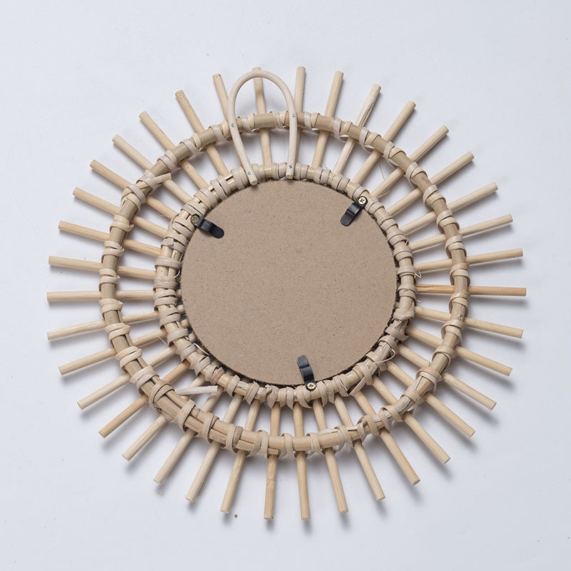 Playful Wall Mirror Made of Rattan Kalsten
