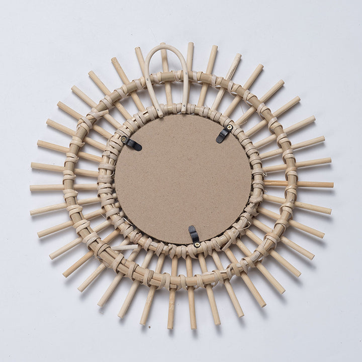 Playful Wall Mirror Made of Rattan Kalsten
