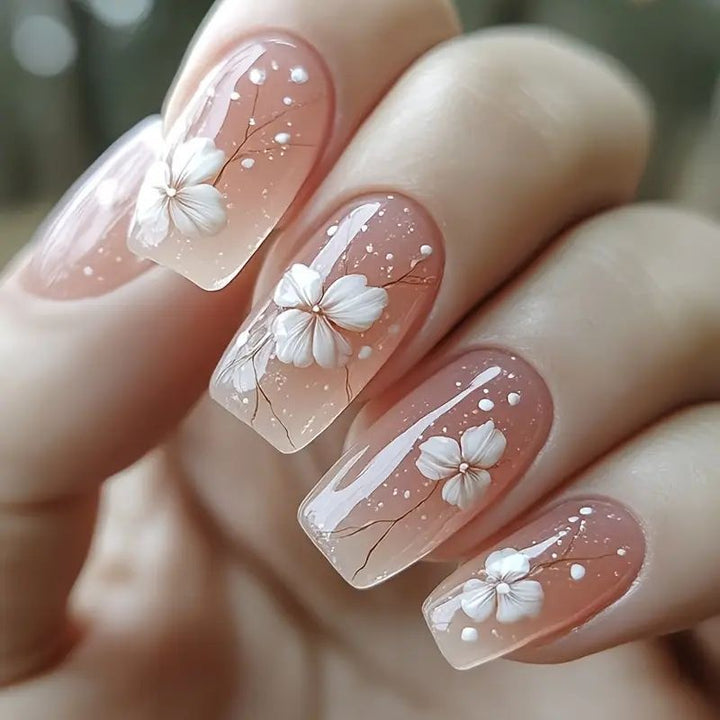 Floral French Tip Acrylic Nail Enhancements Kalsten