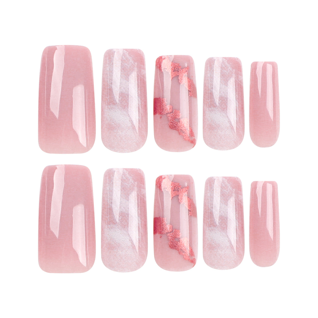 Artistic Nail Extensions with Marbled and Golden Accents Kalsten