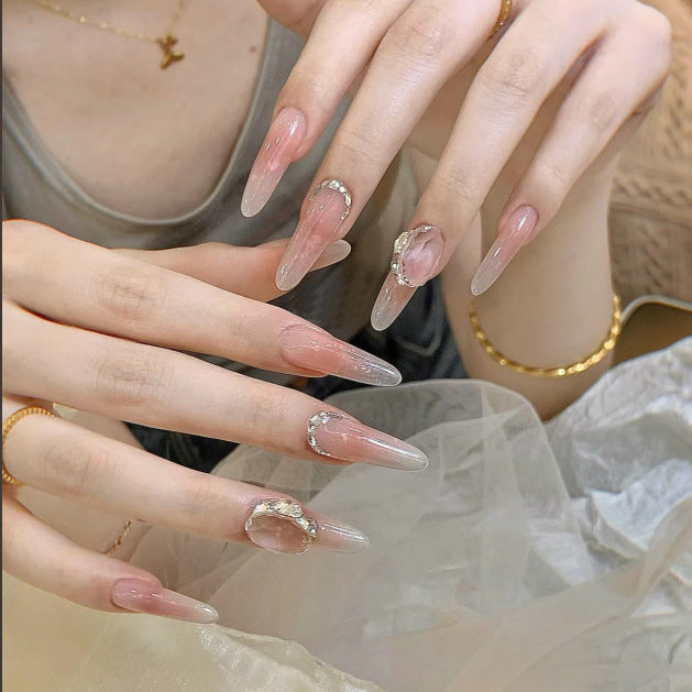 Elegant Gel Press-On Nails with Rhinestone and Glitter Accents Kalsten