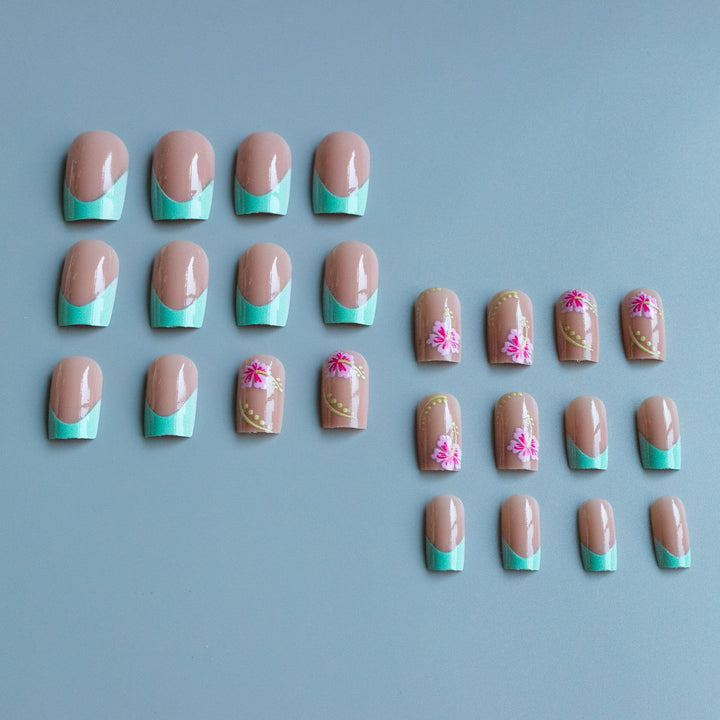 Floral Accent Acrylic Nail Art Set