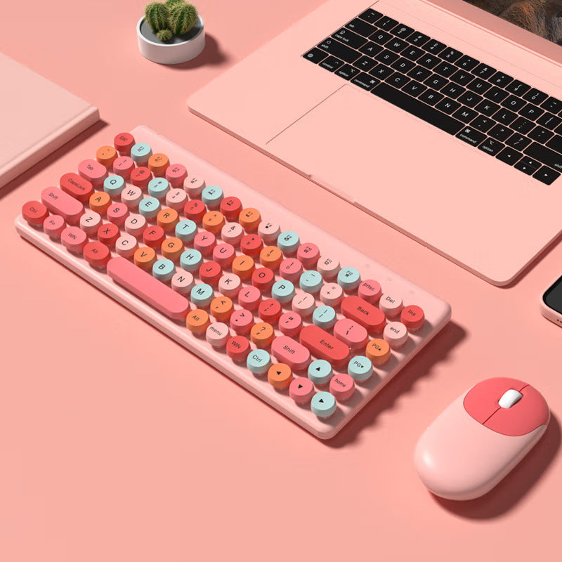 Retro Round-Key Wireless Keyboard and Mouse Set Kalsten