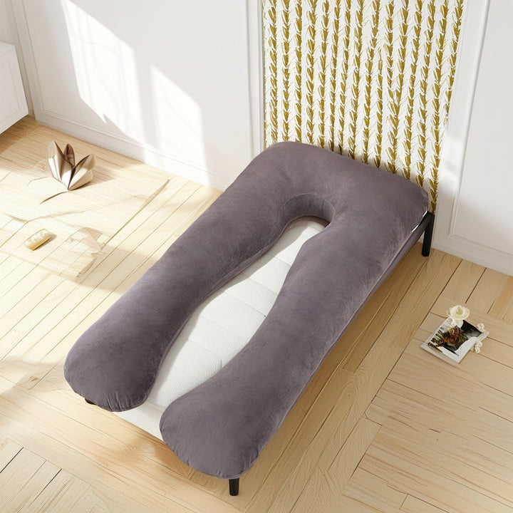 Full-Body U-Shaped Maternity Support Pillow With Removable Velour Cover