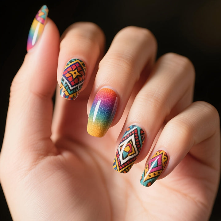 Creative Artistic Nails with Geometric Pattern Kalsten