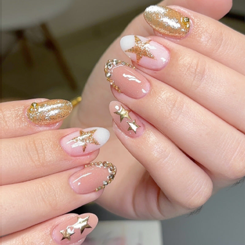 Glamorous Press-On Nail Art Set with Rhinestone Accents Kalsten