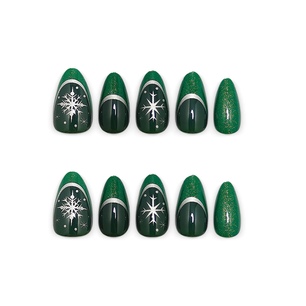 Glamorous artificial nails with intricate Christmas design Kalsten