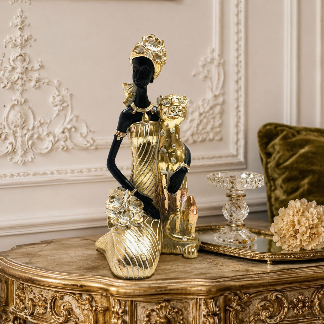 Elegant sculpture with leopard casting Kalsten